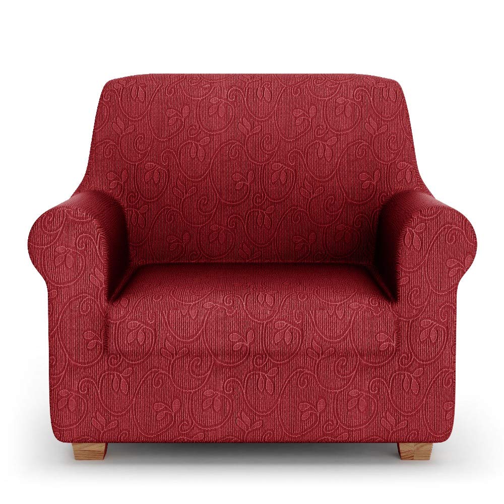 PETTI Artigiani Italiani Elastic Cover, Elegant Sofa Slipcover, 100% Made in Italy, Fabric, Bordeaux, 1 Seater/Armchair