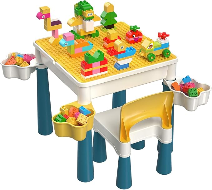 Kids 5in1 Multi Activity Table Set Building Block Table