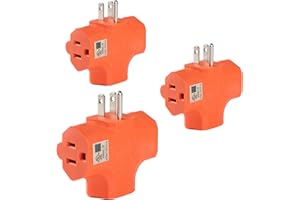 GFQHF 3 Way Plug Adapter - UL Listed - Outdoor Outlet Splitter 3 Prong - Electrical Outlet Extender, Wall Outlet Expander, Outdoor Heavy Duty Triple Plug Outlet Adapter