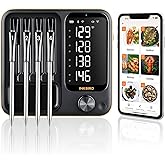 4-Probe WiFi Wireless Meat Thermometer with 360° Readable LCD Standalone Base, WiFi and Bluetooth 5.3 Unlimited Range, IPX8 W