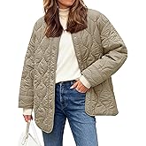 Flygo Women's Oversized Quilted Lightweight Jacket Button Down Puffer Padded Outerwear with Pocket(Khaki-M)