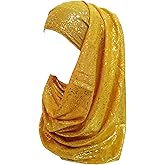 Sparkle Shimmer Gold Glitter Women's Hijab Muslim Head Wrap Scarf Shawl Lightweight