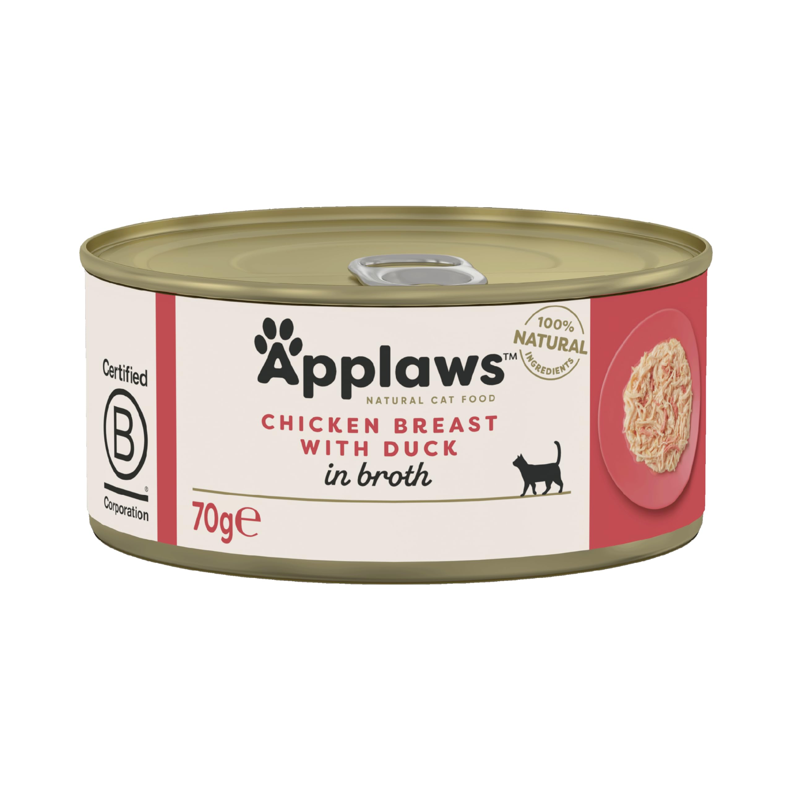 Applaws 100% Natural Wet Cat Food, Chicken with Duck in Broth, 70 g Tin (Pack of 24)