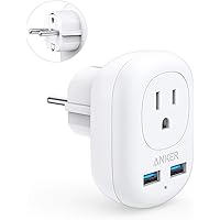 Anker European Travel Adapter, PowerExtend USB Plug International Power Adapter with 2 USB and 1 Outlet, US to Most of…