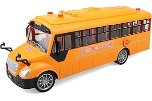 AtomDream Tech School Bus Toy with Lights & Sounds, Openable Doors & Top Cover, Yellow Preschool Learning Play Bus for Toddlers Ages 3–5, Educational Role Play Toy, for Boys & Girls(Yellow)