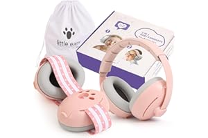 DITHIN Baby Ear Muffs Noise Protection, 2-In-1 Baby Noise Cancelling Headphones for 0-48 Months Infants Toddlers, Travel Essentials for Airplane Fireworks Sleeping Pink