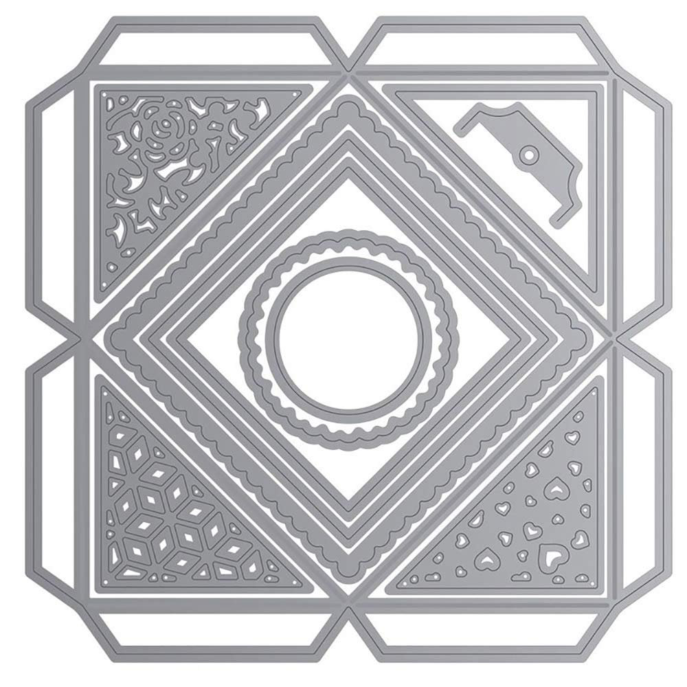 3D Box Metal Cutting Dies for Card Making New Embossing Flower Circle Heart Decor Die Cuts for Scrapbooking Paper Crafting Dies Template Stencils Handmade Crafts Scrapbook Photo Album Decor