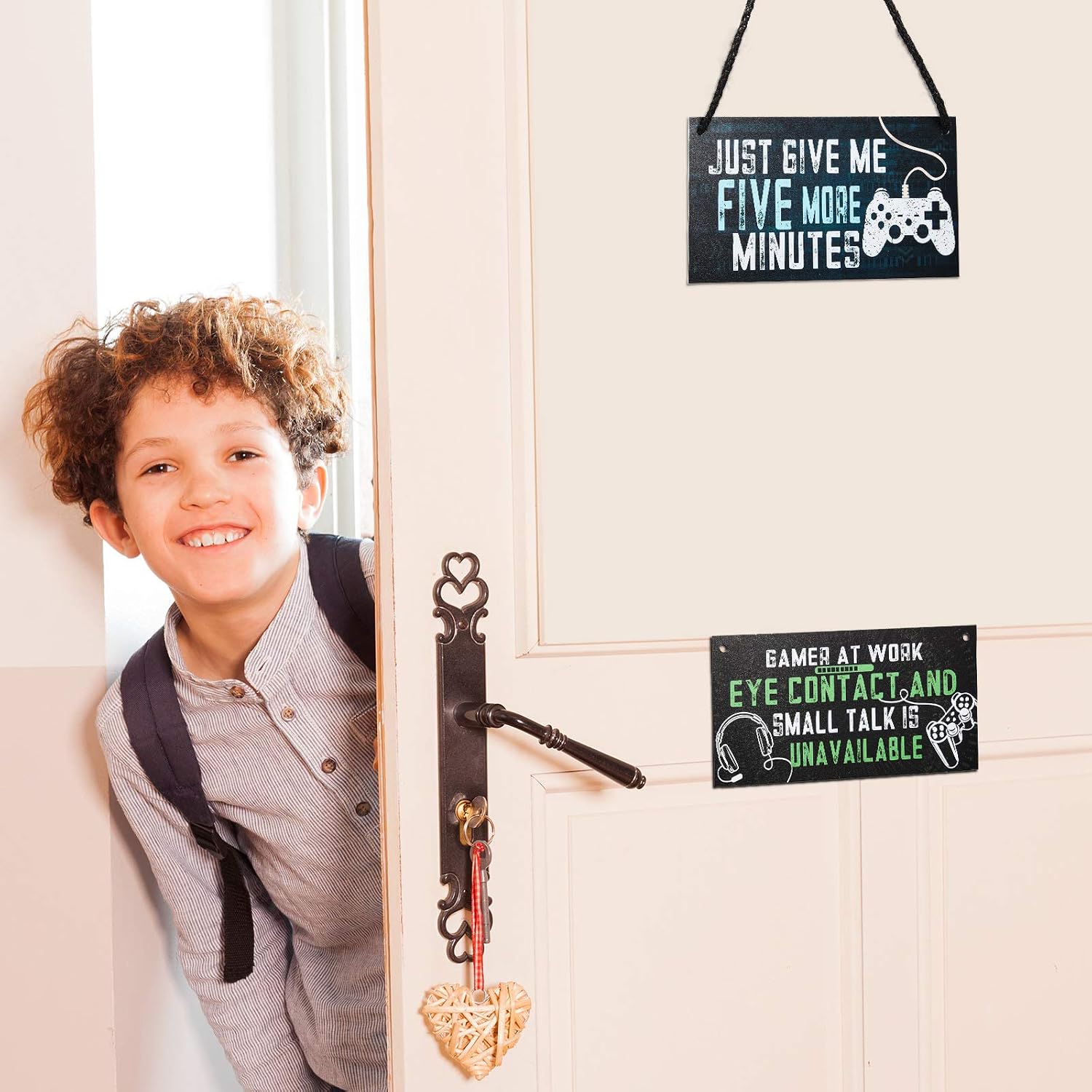 Ripeng 3 Pcs Gaming Door Sign for Boys Bedroom Funny Gamer Gift Hanging Gaming Door Signs - Image 5