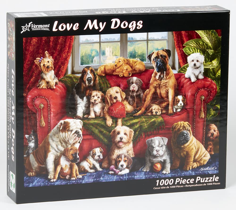 Vermont Christmas Company Love My Dogs Jigsaw Puzzle 1000 Piece