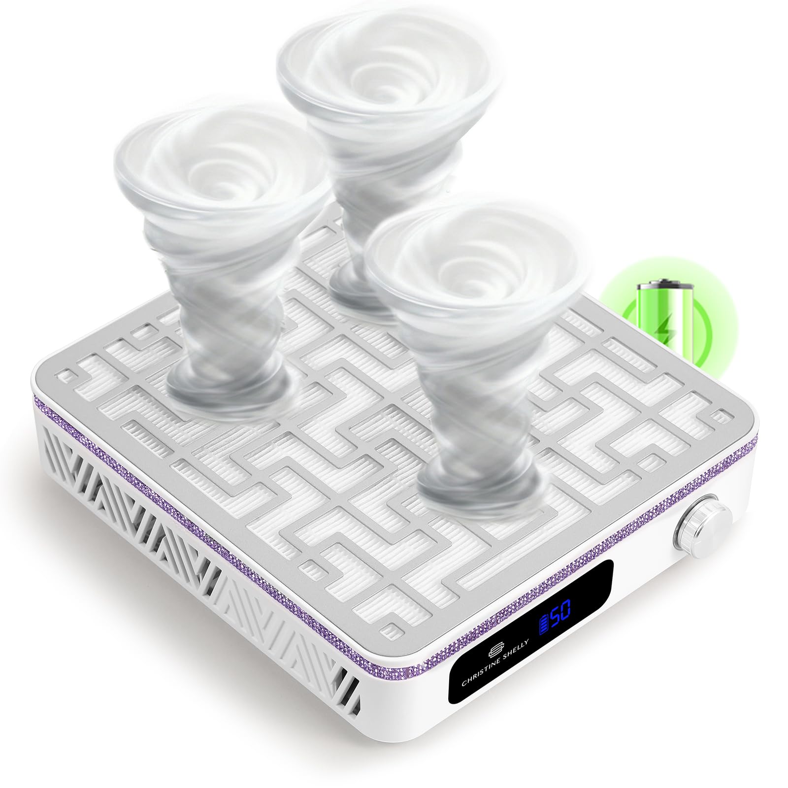 Photo 1 of CHRISTINE SHELLY Cordless Nail Dust Collector, Professional Portable Dust Collector Nail Tech, Powerful 2400PA 19500RPM Nail Fan Vent Dust Collector Extractor with 50 Gears, Low Noise, Nail Salon