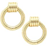 Gold Tone Hoop Earrings for Women, 18k Yellow Gold Filled (12mm Knot Hoop)