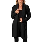 OUKODS Women's Long Sleeve Soft Chunky Knit Sweater Open Front Cardigans Fuzzy Outwear Coat with Pocket