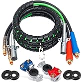 YiaChuii 12ft 3 in 1 ABS &amp; Power Air Line Hose with Glad Hands | 4 Glad Hand Seals, for Tractor Trailer Semi Truck