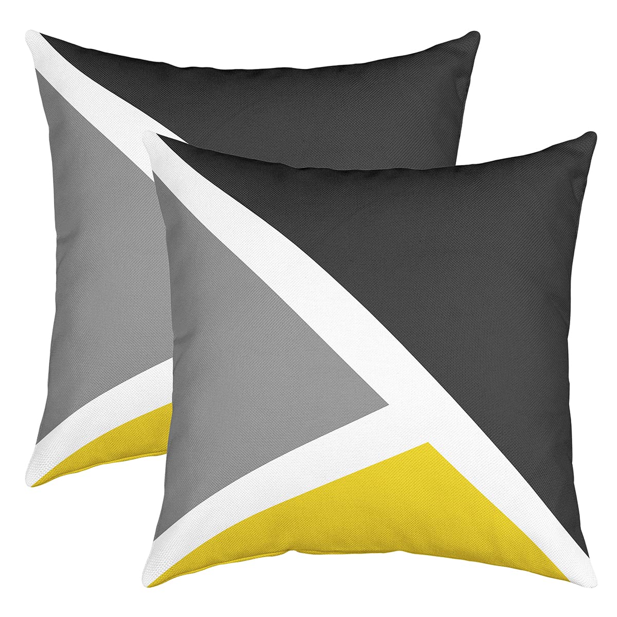 Loussiesd Set of 2 Triangle Throw Pillow Covers Geometric Grey Yellow Black Cushion Case for Home Living Room Decor Reversible Modern Abstract Art Decorative Throw Cushion Case 20x20 Inch
