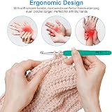 MECHEER Crochet Hooks Set 51 Pack 12 Sizes Aluminum Ergonomic Soft Handle Case view 4