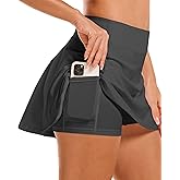 Stelle Women's Tennis Golf Skirts High Waisted with Pockets Inner Shorts for Athletic Skorts Sports Running Pickleball