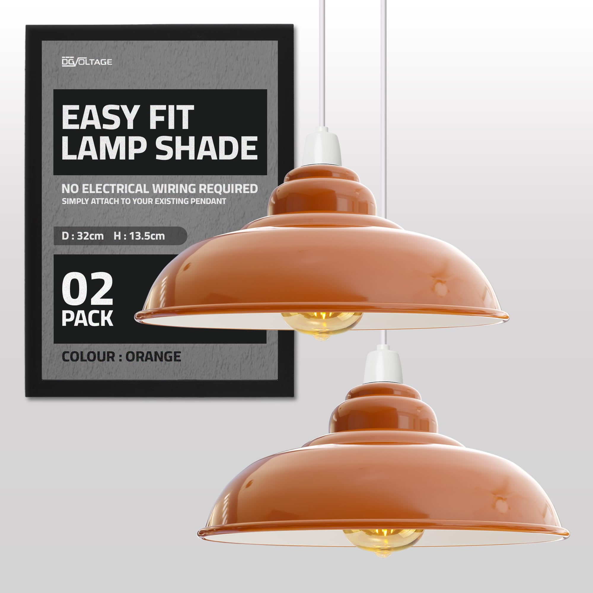 Orange Lampshade for Ceiling,32cm Lamp Shades Set of 2 Light Shade Ceiling Light Industrial Metal Pendant Lighting Ceiling Light Shade Lamp Shades Ceiling for Indoor Pendant Light Shade