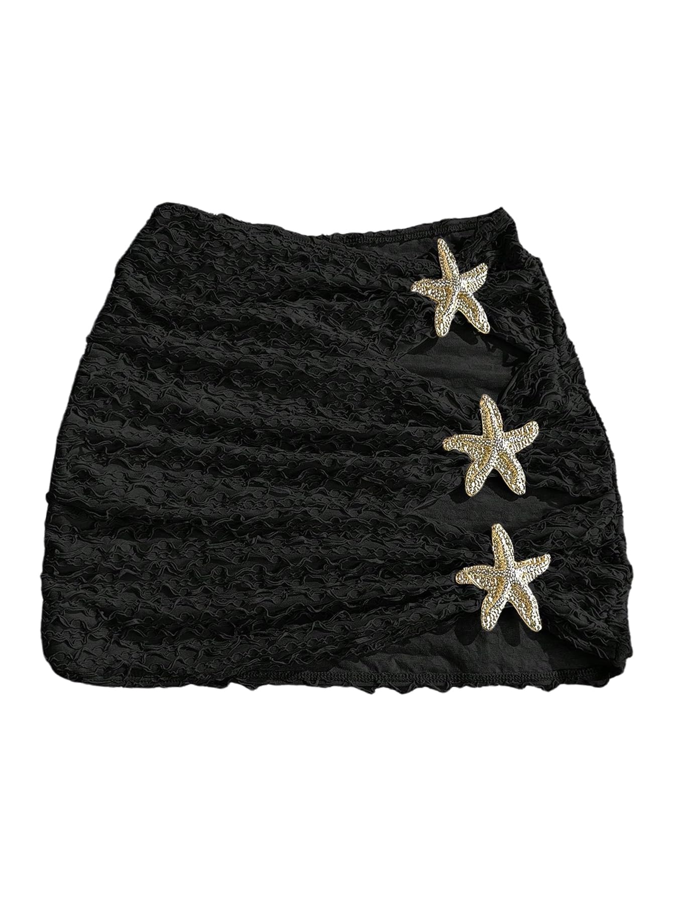 Photo 1 of Verdusa Women's Cut Out Starfish Swim Cover Up Skirt Textured Bathing Suit Bikini Bottoms Black Medium