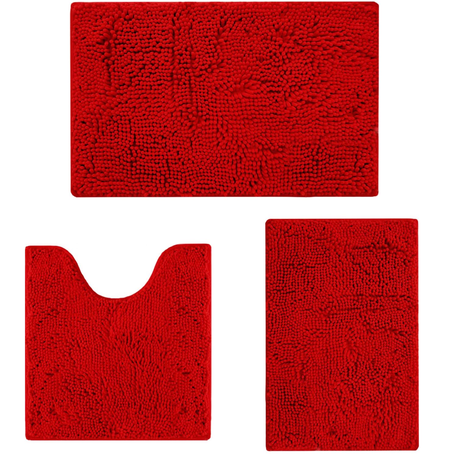 Photo 1 of *USED*
Flotstiga Bathroom Rugs Sets 3 Piece,Super Absorbent Soft,Thick,Machine Washable Chenille Bath Mat,Non Slip Toilet Floor Rug,Bath Mats for Bathroom,16x24 Plus 20x32 Plus 20x20 U Shape,Red