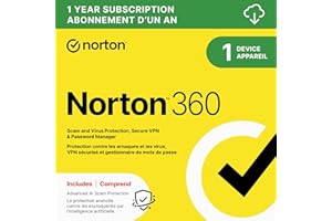 Norton 360 2026, Antivirus software for 1 Device – Includes Advanced AI Scam Protection, VPN and PC Cloud Backup [Download]