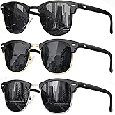 FURISHQI Classic Polarized Sunglasses for Men and Women Retro Style Semi Rimless Frame Sun Glasses 100% UV Protection Goggles