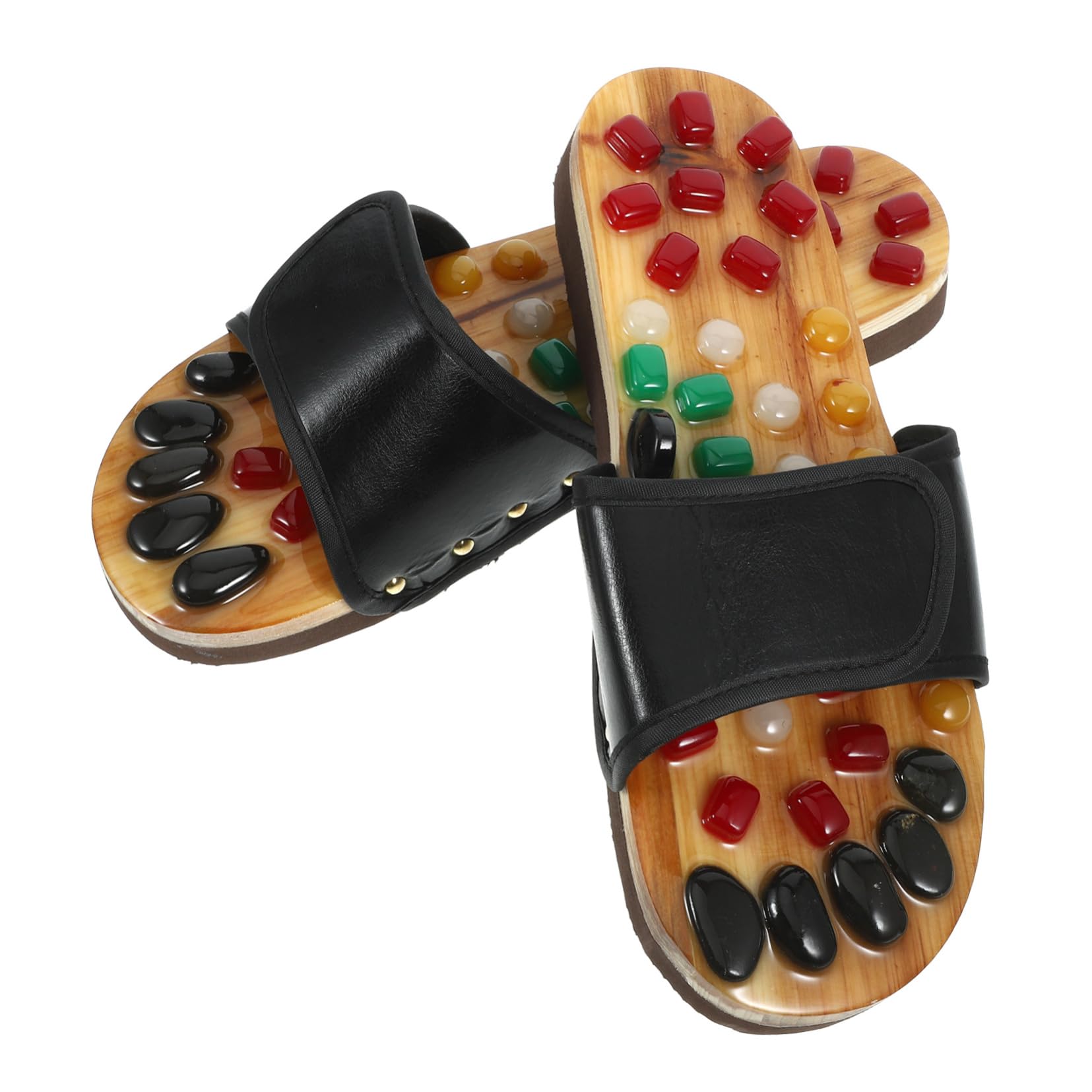 Milisten Foot Acupoints Relax Sandals Massage Slippers Natural Jade Cobblestone Shoes Size 43-44 Promote Blood Circulation and Foot Health