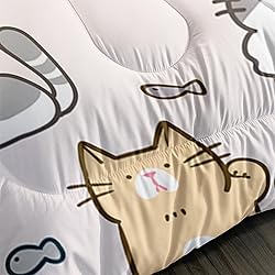 XYNHML Kids Cute Cat Comforter Set Queen Size 3Pcs
