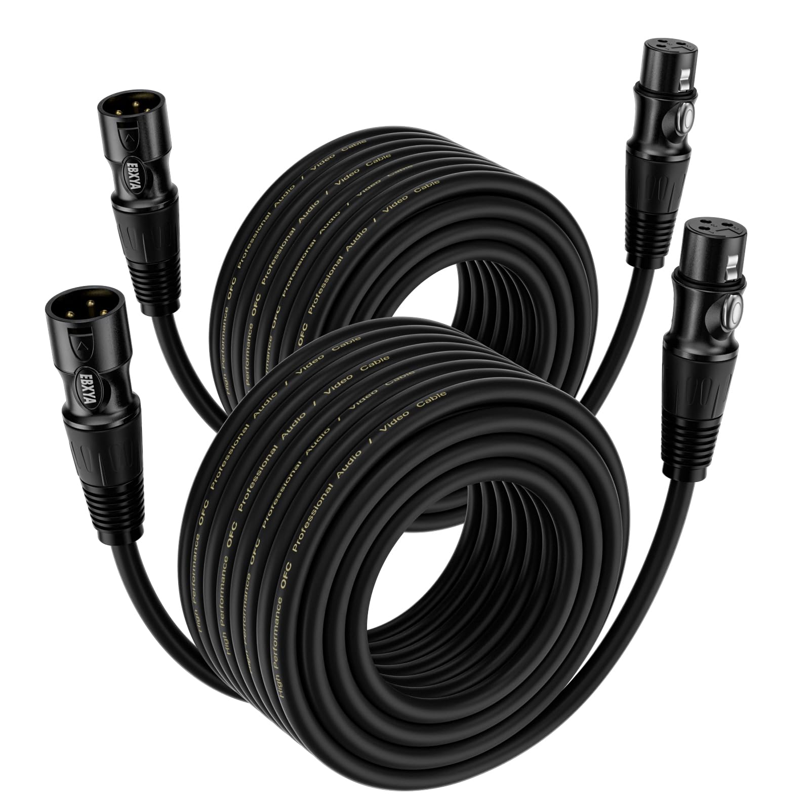 EBXYA 20M 2Pack XLR Mic Cable - 3-Pin Balanced XLR Speaker Cable - Male to Female Mic Cord for Mixer, Podcast, DMX — image 1