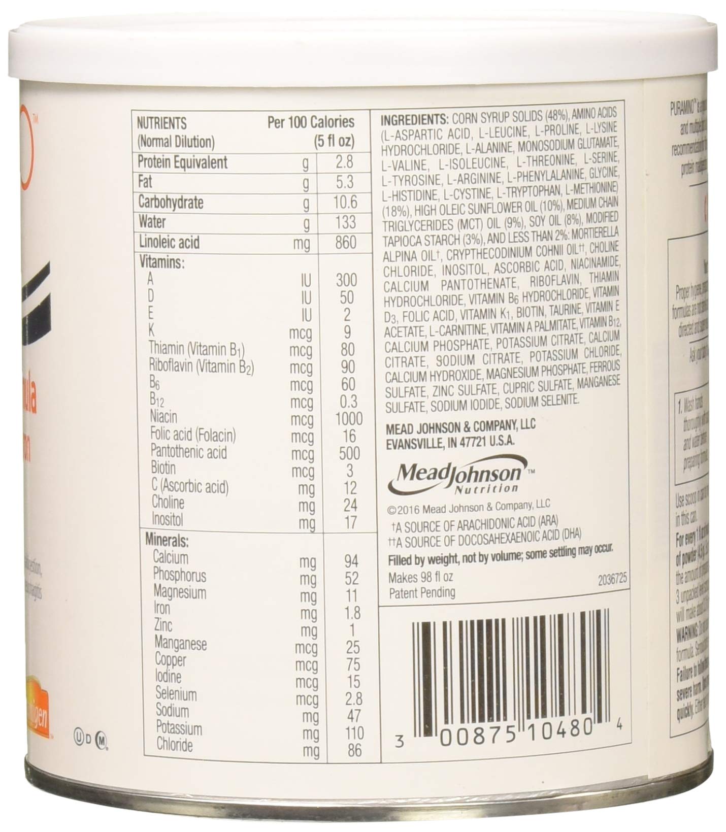 PurAmino Hypoallergenic Baby Formula Powder for Severe
