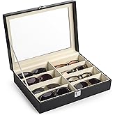 CO-Z Leather Multi Sunglasses Organizer for Women Men, Eyeglasses Eyewear Display Case, Jewelry Watch Organizer, Sunglasses J