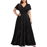 Pinup Fashion Women Plus Size Formal Dresses - Evening Gowns Wedding Guest Glitter Prom Long Dress