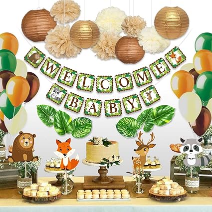 Sweet Baby Co Woodland Animals Baby Shower Decorations Neutral