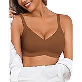 Avidlove Womens Wireless Bras Lace Seamless Bras Padded Full Coverage Bralette Comfortable V Neck T Shirt Everyday Bra