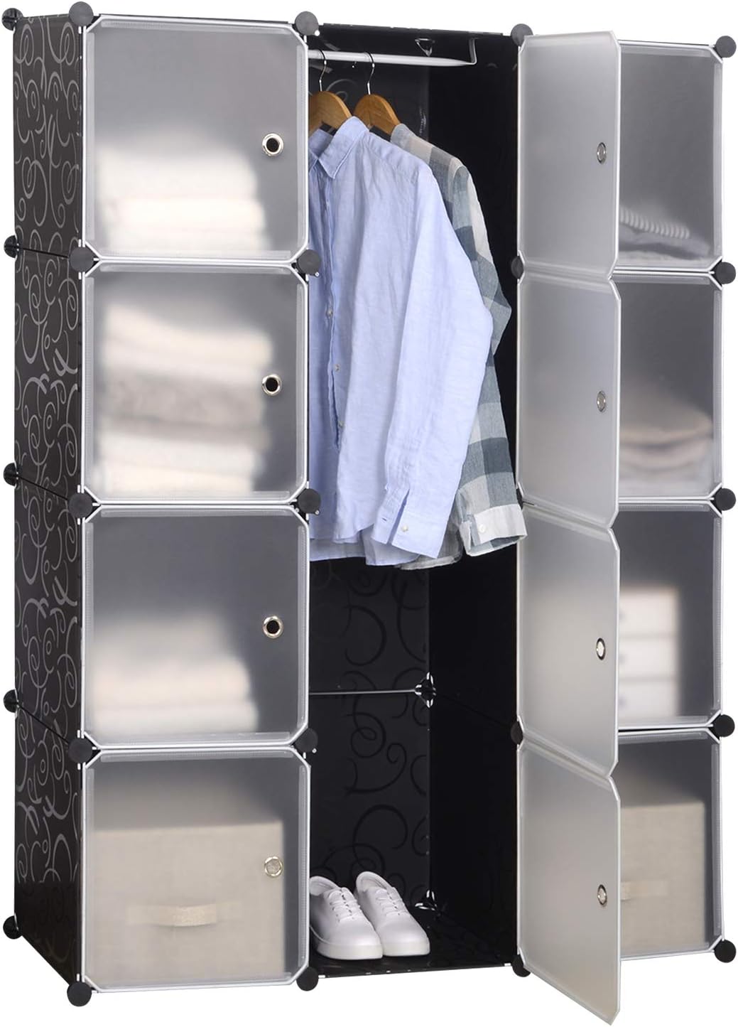 WOLTU Kleiderschrank Garderobenschrank Steckregalsystem Bücherregal Schuhregal Mit Kleiderstange