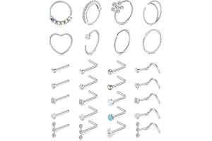QWALIT Nose Rings Nose Piercings Nose Rings Hoops Nose Ring Surgical Steel Nose Ring 18g 20g Nose Piercing Jewelry Double Hoo