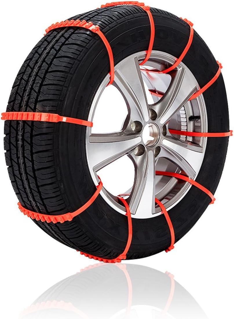 OFKP 10 Pcs General Nylon Anti-slip Car Snow Chain, Snow Chains Tire Cable Tie for Offroad Outdoor Travel and Snow(Orange)