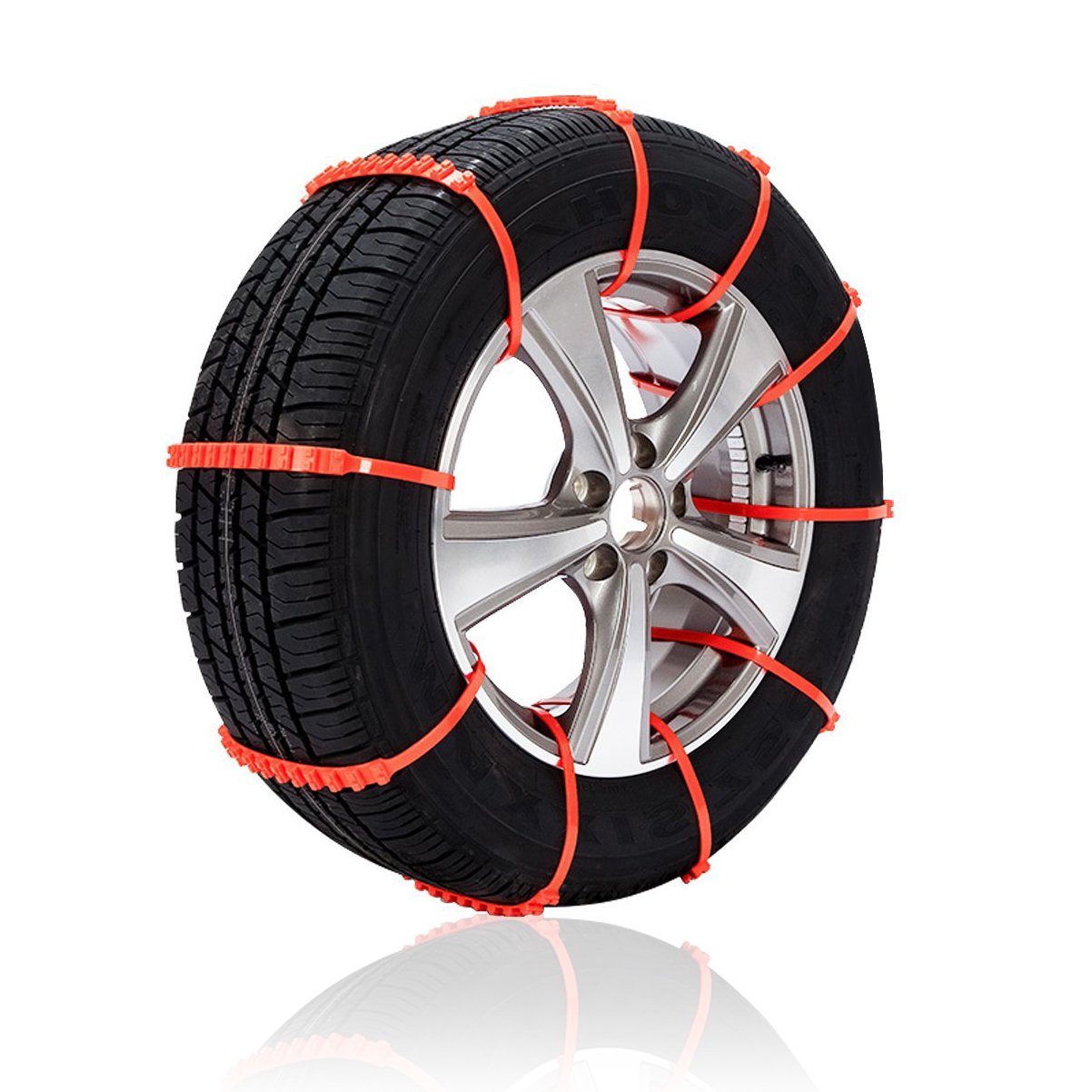 OFKP 10 Pcs General Nylon Anti-slip Car Snow Chain, Snow Chains Tire Cable Tie for Offroad Outdoor Travel and Snow(Orange)