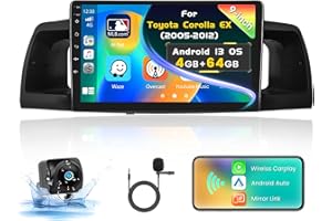 [4G+64G] Inefala for Toyota Corolla EX 2005-2012 Android Car Stereo with Wireless Carplay Android Auto, 9 Inch HD Touchscreen