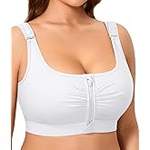 BRABIC Wireless Zip Front Closure Bras for Women No Underwire Full Coverage Comfort Everyday Post Surgery Compression Bra