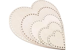 Yayatty 5 PCS Wooden Basket Bottom, Heart-Shaped Crochet Knitting Basket Wood Base Shaper for DIY Basket Craft Weaving Making Supplies