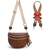 Leather Crossbody Bum Bag for Women,Large Sling Bum Bag Wallets Slouchy Belt Purse with 2Pcs Adjustable Strap