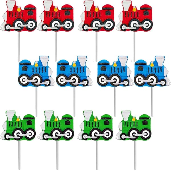 TRAIN SHAPED LOLLIPOPS – 12 INDIVIDUALLY WRAPPED CANDY...