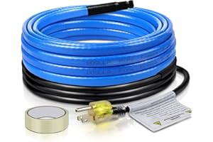 Boslla 6FT Heat Tape for Water Pipes Freeze Protection, Self-Regulating Water Pipe Heat Cable, Energy-Saving Heat Tape for Pipes, RV Water Hose and Gutters, 120V