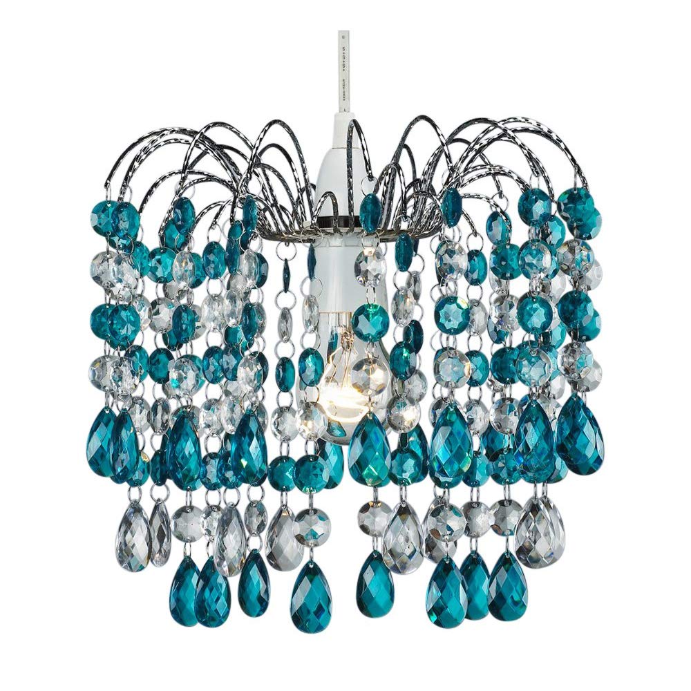 Contemporary Pendant Shade with Teal Acrylic Droplets by Happy Homewares