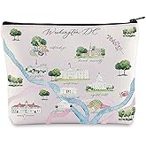 WZMPA Washington DC City Map Cosmetic Bag - Travel Souvenir Gift - Long Distance Relationship Makeup Zipper Pouch Bag