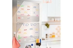 Homelux Theory Monthly Magnetic Acrylic Calendar for Fridge with Blank Acrylic Dry Erase Board 16.5x13", Fridge Board Acrylic Planner & Clear Fridge Calendar Whiteboard with 7 Markers & Cloth Eraser