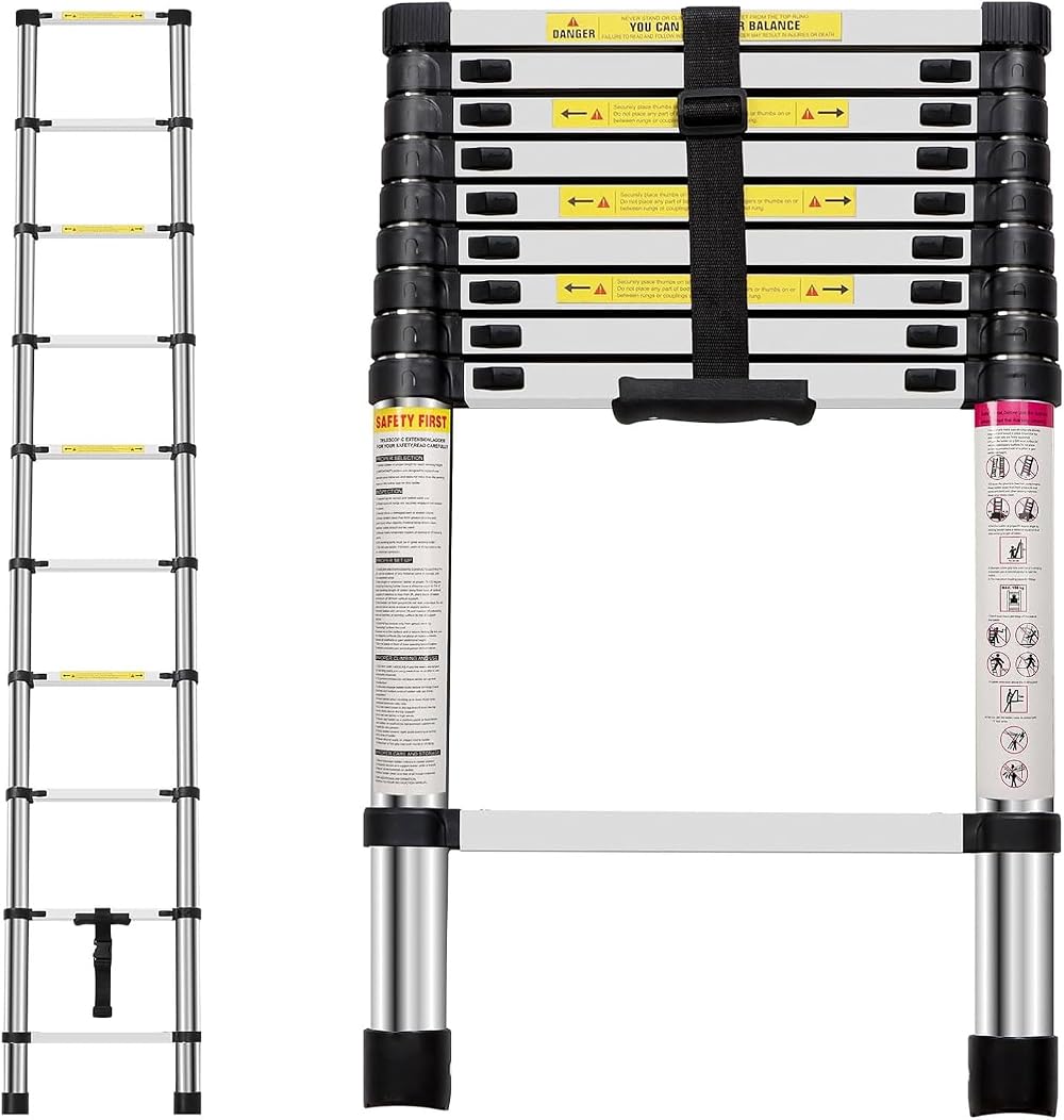 Neo Extendable Portable Foldable Telescopic Ladder 2.9M EN131 Stainless Steel