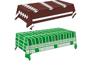 Xindtek Football Party DecorationsTablecloth Disposable Plastic Touchdown Table Cover for Football Party Supplies and Gameday Tailgate Decorations 54 X 108Inch, 2 Pack