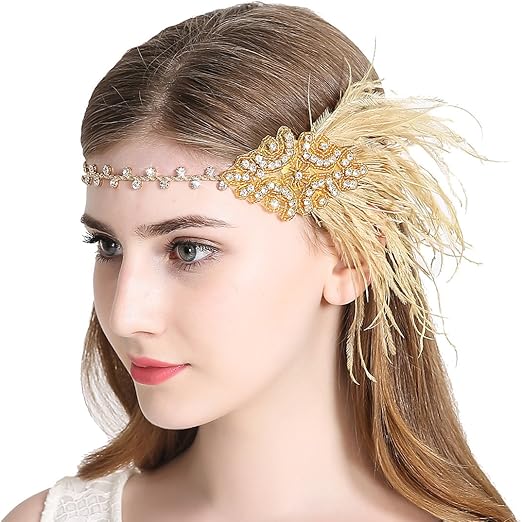 Amazon Com Vintage Flapper Headband 1920s Art Deco Gatsby Feather