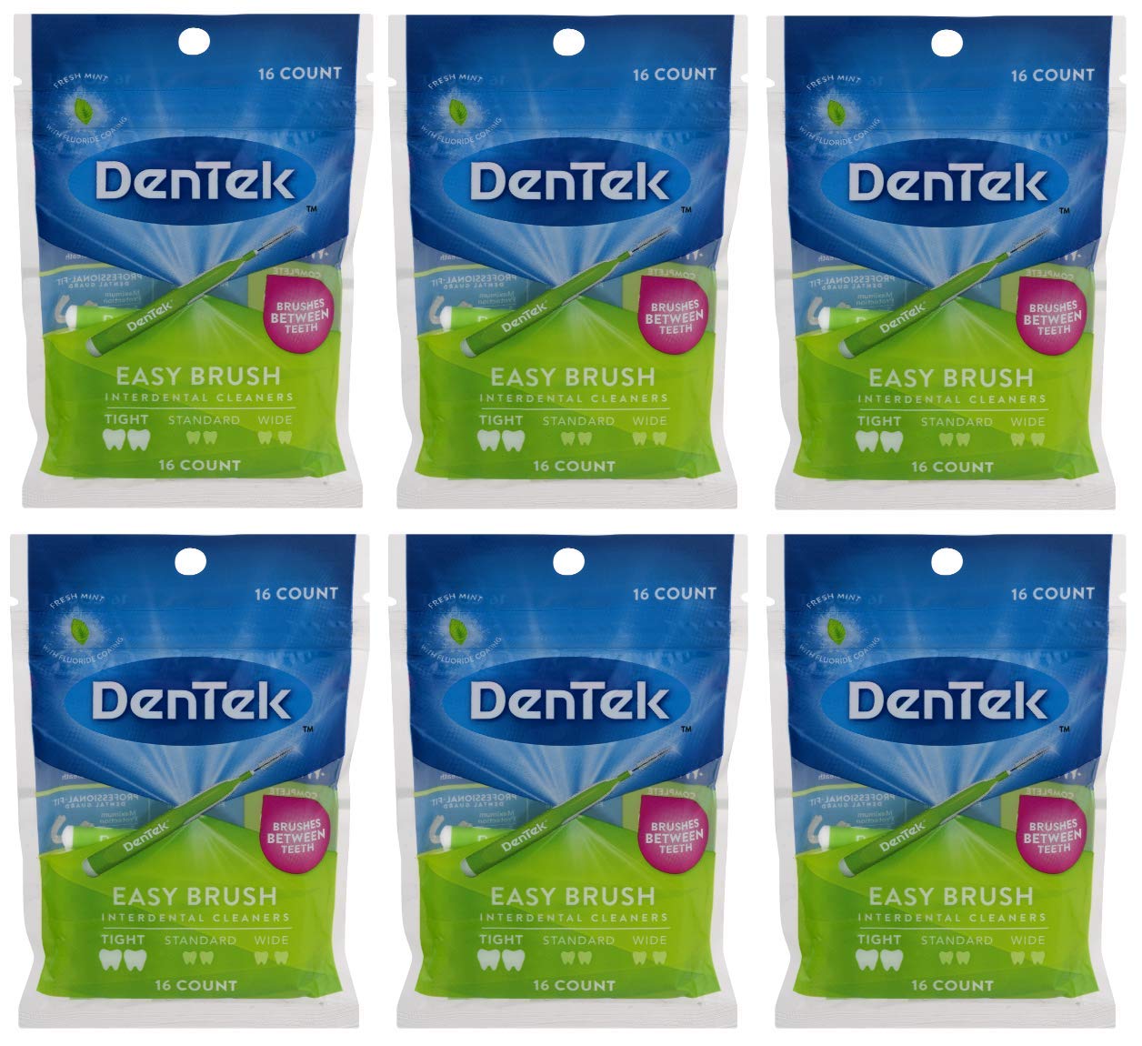 DenTek Easy Brush Interdental Cleaners, Mint 16 ea ( Pack of 4 ) Beauty